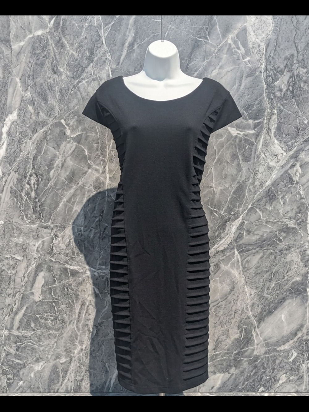 Women's Black Ruched Side Midi Dress